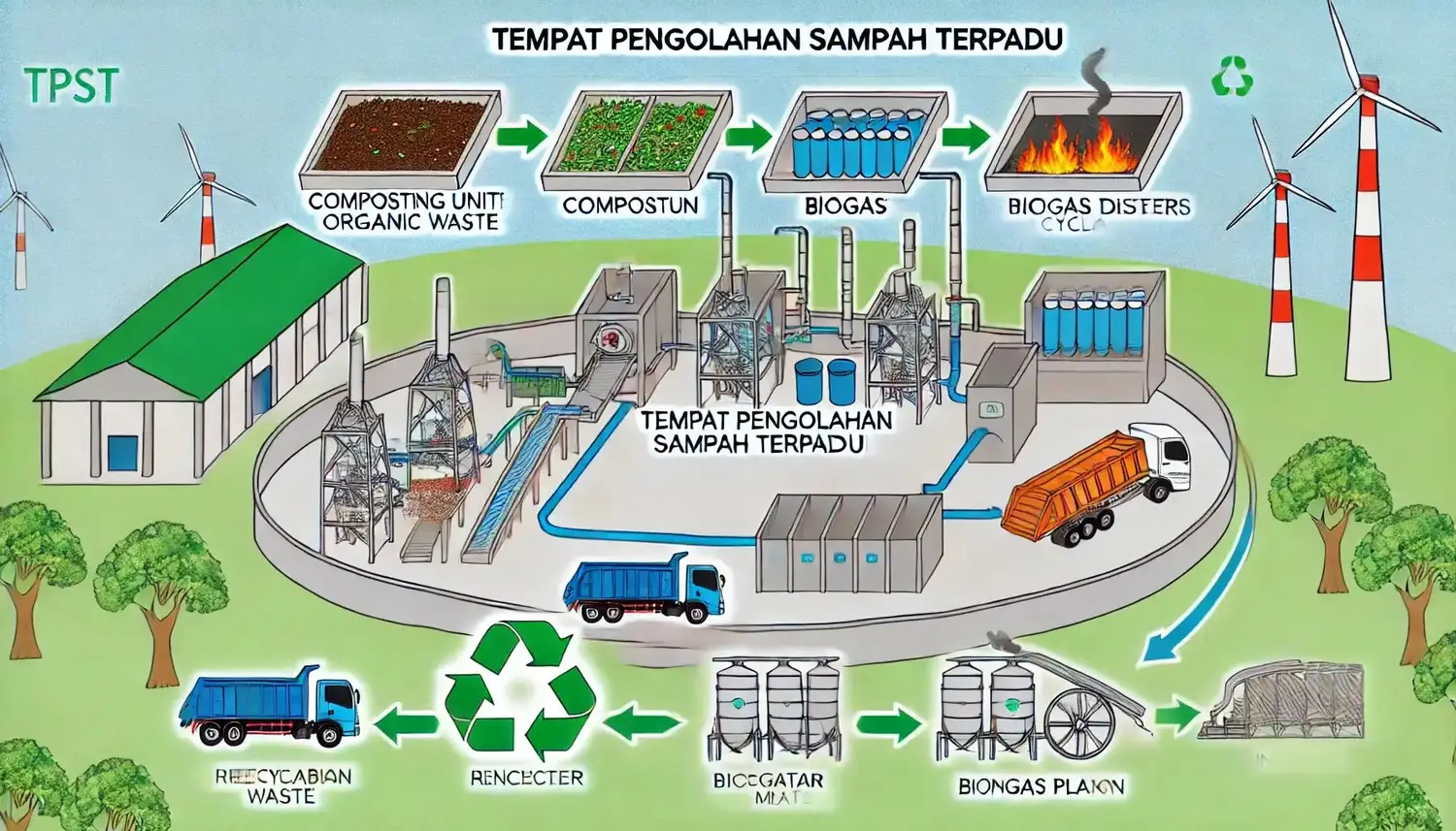 tahapan pengolahan sampah di TPST